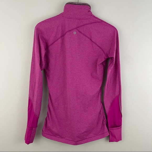 LULULEMON Tonka Stripe Heathered Raspberry Pink Kriss Cross 1/2 Zip Jacket - Picture 10 of 13
